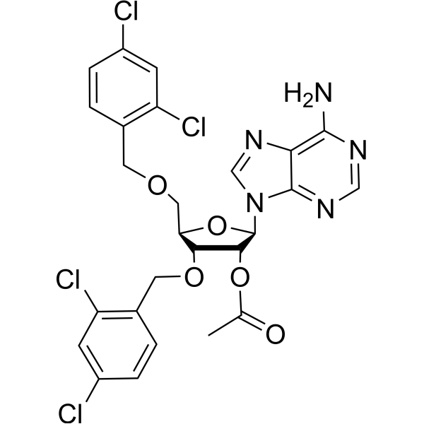 2’-O-Acetyl-3,5-bis-O-(2,4-dichlorobenzyl)adenosine Structure