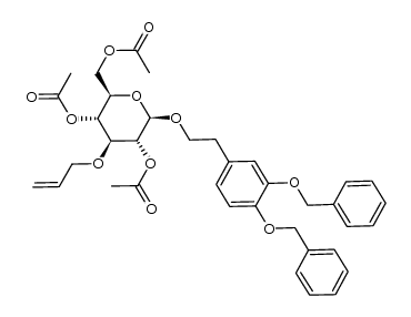 3,4-di(benzyloxy)phenethyl 2,4,6-tri-O-acetyl-3-O-allyl-β-D-glucopyranoside结构式