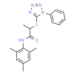 2-[(1-phenyl-1H-tetrazol-5-yl)sulfanyl]-N-(2,4,6-trimethylphenyl)propanamide结构式