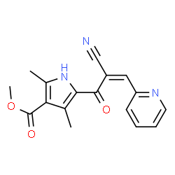 1H-Pyrrole-3-carboxylicacid,5-[2-cyano-1-oxo-3-(2-pyridinyl)-2-propenyl]-2,4-dimethyl-,methylester(9CI)结构式