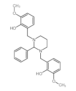 2-[[3-[(2-hydroxy-3-methoxy-phenyl)methyl]-2-phenyl-1,3-diazinan-1-yl]methyl]-6-methoxy-phenol结构式