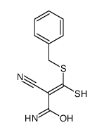 3-benzylsulfanyl-2-cyano-3-sulfanylprop-2-enamide Structure