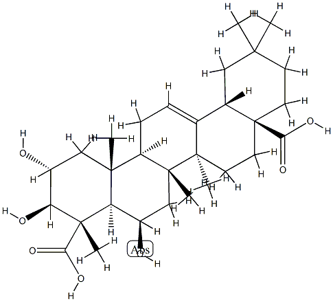 2α,3β,6β-Trihydroxy-5α-olean-12-ene-23,28-dioic acid Structure