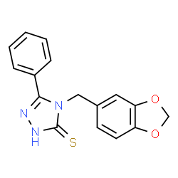 4-Benzo[1,3]dioxol-5-ylmethyl-5-phenyl-4H-[1,2,4]triazole-3-thiol结构式