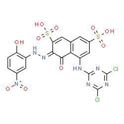 (3E)-5-[(4,6-dichloro-1,3,5-triazin-2-yl)amino]-3-[(2-hydroxy-5-nitro-phenyl)hydrazinylidene]-4-oxo-naphthalene-2,7-disulfonic acid Structure