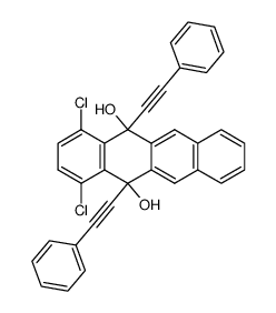 1,4-dichloro-5,12-bis(phenylethynyl)-5,12-dihydronaphthacene-5,12-diol结构式