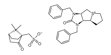 (3aR)-1,3-dibenzyl-2-oxo-(3ar,8ac,8bc)-decahydro-thieno[1',2':1,2]thieno[3,4-d]imidazolium, (1R)-2-oxo-bornane-10-sulfonate Structure