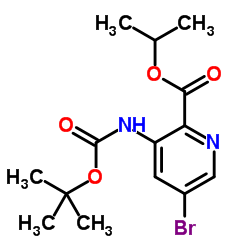 2-Pyridinecarboxylic acid,5-bromo-3-[[(1,1-dimethylethoxy)carbonyl]amino]-, 1-methylethyl ester结构式