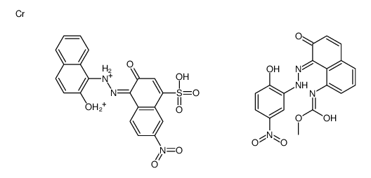 chromium,hydron,(4Z)-4-[(2-hydroxynaphthalen-1-yl)hydrazinylidene]-7-nitro-3-oxonaphthalene-1-sulfonic acid,methyl N-[(8E)-8-[(2-hydroxy-5-nitrophenyl)hydrazinylidene]-7-oxonaphthalen-1-yl]carbamate结构式