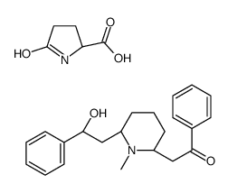 5-oxo-L-proline, compound with [2R-[2α,6α(S*)]]-2-[6-(β-hydroxyphenethyl)-1-methyl-2-piperidyl]acetophenone (1:1)结构式