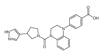 4-[4-{[3-(1H-pyrazol-4-yl)pyrrolidin-1-yl]carbonyl}-3,4-dihydroquinoxalin-1(2H)-yl]benzoic acid Structure