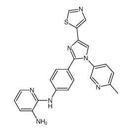 N2-(4-(1-(6-methylpyridin-3-yl)-4-(thiazol-5-yl)-1H-imidazol-2-yl)phenyl)pyridine-2,3-diamine结构式