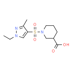 1-[(1-Ethyl-3-methyl-1H-pyrazol-4-yl)sulfonyl]piperidine-3-carboxylic acid Structure