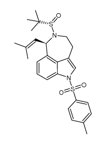 (R)-5-((S)-tert-butylsulfinyl)-6-(2-methylprop-1-en-1-yl)-1-tosyl-3,4,5,6-tetrahydro-1H-azepino[5,4,3-cd]indole Structure