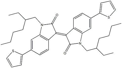 (E)-1,1'-双(2-乙基己基)6,6'-二(2-噻吩基)-[3,3'-双亚吲哚基]-2,2'-二酮图片