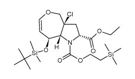 (2R,3aS,8S,8aR)-2-ethyl 1-(2-(trimethylsilyl)ethyl) 8-((tert-butyldimethylsilyl)oxy)-3a-chloro-2,3,3a,4,8,8a-hexahydro-1H-oxepino[4,3-b]pyrrole-1,2-dicarboxylate Structure