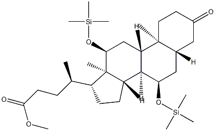 3-Oxo-7α,12α-bis(trimethylsilyloxy)-5α-cholan-24-oic acid methyl ester结构式