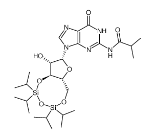 N2-isobutyryl-9-[3',5'-O-(1,1,3,3-tetraisopropyldisiloxane-1,3-diyl)-β-D-arabinofuranosyl]guanine Structure