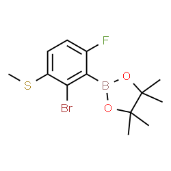 2-Bromo-6-fluoro-3-(methylthio)phenylboronic acid pinacol ester structure