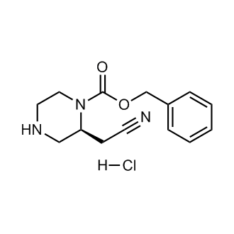 (S)-2-(氰基甲基)哌嗪-1-羧酸苄酯盐酸盐结构式