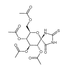 (2R,3R,4S,5R,6S)-3,4,5-triacetoxy-2-acetoxymethyl-7,9-diaza-1-oxa-spiro[4,5]decane-10-one-8-thione Structure