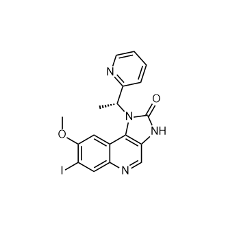 (R)-7-iodo-8-methoxy-1-(1-(pyridin-2-yl)ethyl)-1H-imidazo[4,5-c]quinolin-2(3H)-one structure