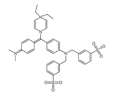 [4-[[4-[bis[(3-sulphophenyl)methyl]amino]phenyl][4-(dimethylamino)phenyl]methylene]-2,5-cyclohexadien-1-ylidene]dimethylammonium Structure