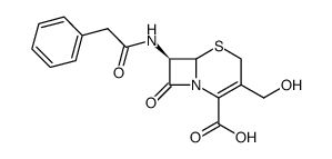 (6R)-3-hydroxymethyl-8-oxo-7t-(2-phenyl-acetylamino)-(6rH)-5-thia-1-aza-bicyclo[4.2.0]oct-2-ene-2-carboxylic acid Structure