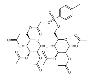 O1,O2,O3-triacetyl-O4-(tetra-O-acetyl-α-D-glucopyranosyl)-O6-(toluene-4-sulfonyl)-β-D-glucopyranose Structure