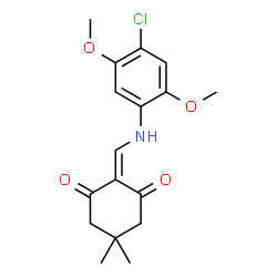 2-(((4-chloro-2,5-dimethoxyphenyl)amino)methylene)-5,5-dimethylcyclohexane-1,3-dione structure