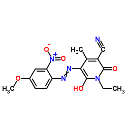 1-Ethyl-6-hydroxy-5-[(4-methoxy-2-nitrophenyl)diazenyl]-4-methyl-2-oxo-1,2-dihydro-3-pyridinecarbonitrile Structure