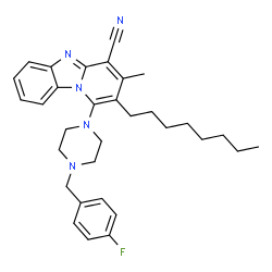 1-(4-(4-fluorobenzyl)piperazin-1-yl)-3-methyl-2-octylbenzo[4,5]imidazo[1,2-a]pyridine-4-carbonitrile结构式