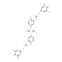 1,3-bis[3-[[[[(3,5-dimethyl-4-oxocyclohexa-2,5-dien-1-ylidene)amino]oxy]carbonyl]amino]-p-tolyl]-1,3-diazetidine-2,4-dione结构式