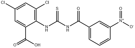 3,5-dichloro-2-[[[(3-nitrobenzoyl)amino]thioxomethyl]amino]-benzoic acid Structure