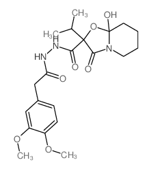 N-[2-(3,4-dimethoxyphenyl)acetyl]-6-hydroxy-9-oxo-8-propan-2-yl-7-oxa-1-azabicyclo[4.3.0]nonane-8-carbohydrazide structure