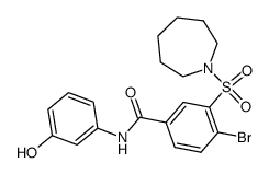 3-(azepane-1-sulfonyl)-4-bromo-N-(3-hydroxy-phenyl)-benzamide结构式