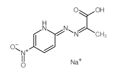 Propanoicacid, 2-[2-(5-nitro-2-pyridinyl)hydrazinylidene]-, sodium salt (1:1) Structure