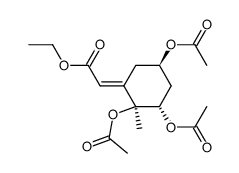 (2S-(1E,2α,3β,5α))-(2,3,5-tris(acetyloxy)-2-methylcyclohexylidene)acetic acid ethyl ester Structure