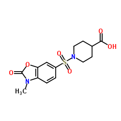 1-[(3-Methyl-2-oxo-2,3-dihydro-1,3-benzoxazol-6-yl)sulfonyl]-4-piperidinecarboxylic acid结构式