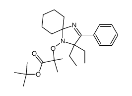 tert-butyl 2-methyl-2-[(2,2-diethyl-3-phenyl-1,4-diazaspiro[4,5]dec-3-en-1-yl)oxy]propanoate结构式