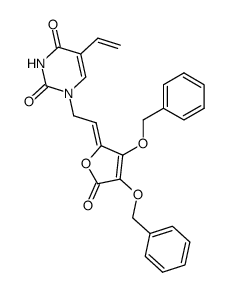 1-{2-[3,4-Bis-benzyloxy-5-oxo-5H-furan-(2Z)-ylidene]-ethyl}-5-vinyl-1H-pyrimidine-2,4-dione结构式