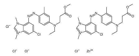 bis[6-chloro-4-[[4-[ethyl(3-methoxy-3-oxopropyl)amino]-2-tolyl]azo]-1,3-dimethyl-1H-benzimidazolium] (T-4)-tetrachlorozincate结构式