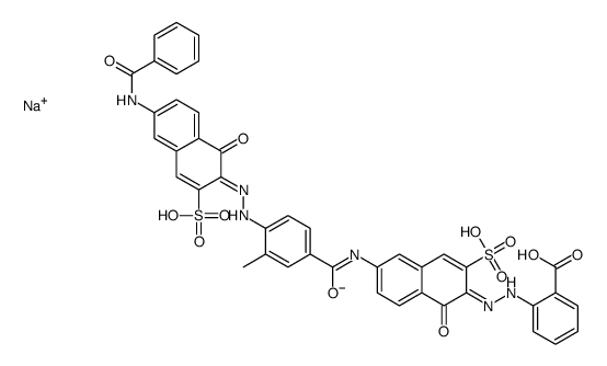 2-[[6-[[4-[[6-(benzoylamino)-1-hydroxy-3-sulpho-2-naphthyl]azo]-3-methylbenzoyl]amino]-1-hydroxy-3-sulpho-2-naphthyl]azo]benzoic acid, sodium salt Structure