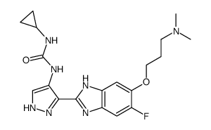 Cyclopropyl-3-{3-[6-(3-dimethylamino-propoxy)-5-fluoro-1H-benzimidazol-2-yl]-1H-pyrazol-4-yl}urea Structure