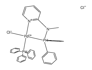 [PdCl(2-(diphenylphosphinoaminomethyl)pyridine-κ2-P,N)(PPh3)]Cl结构式
