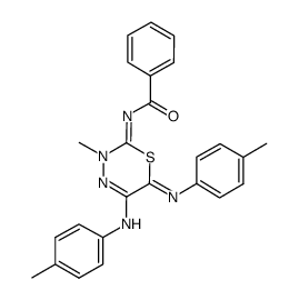 N-(3-methyl-5-(p-tolylamino)-6-(p-tolylimino)-3,6-dihydro-2H-1,3,4-thiadiazin-2-ylidene)benzamide结构式