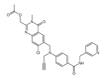 (7-chloro-3-Methyl-4-oxo-6-((prop-2-ynyl(4-(pyridin-3-ylmethylcarbamoyl)phenyl)amino)Methyl)-3,4-dihydroquinazolin-2-yl)Methyl acetate structure