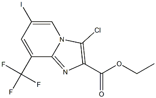 3-Chloro-6-iodo-8-trifluoromethyl-imidazo[1,2-a]pyridine-2-carboxylic acid ethyl ester结构式