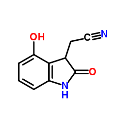 (3R)-2,3-二氢-4-羟基-2-氧代-1H-吲哚-3-乙腈结构式