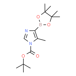 5-甲基-4-(4,4,5,5-四甲基-1,3,2-二氧杂硼杂环戊烷-2-基)-1H-咪唑-1-羧酸叔丁酯结构式
